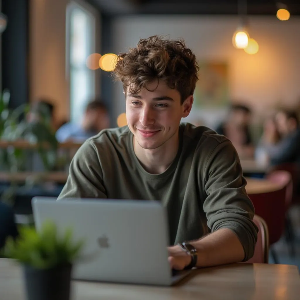 Joven inversor en coworking